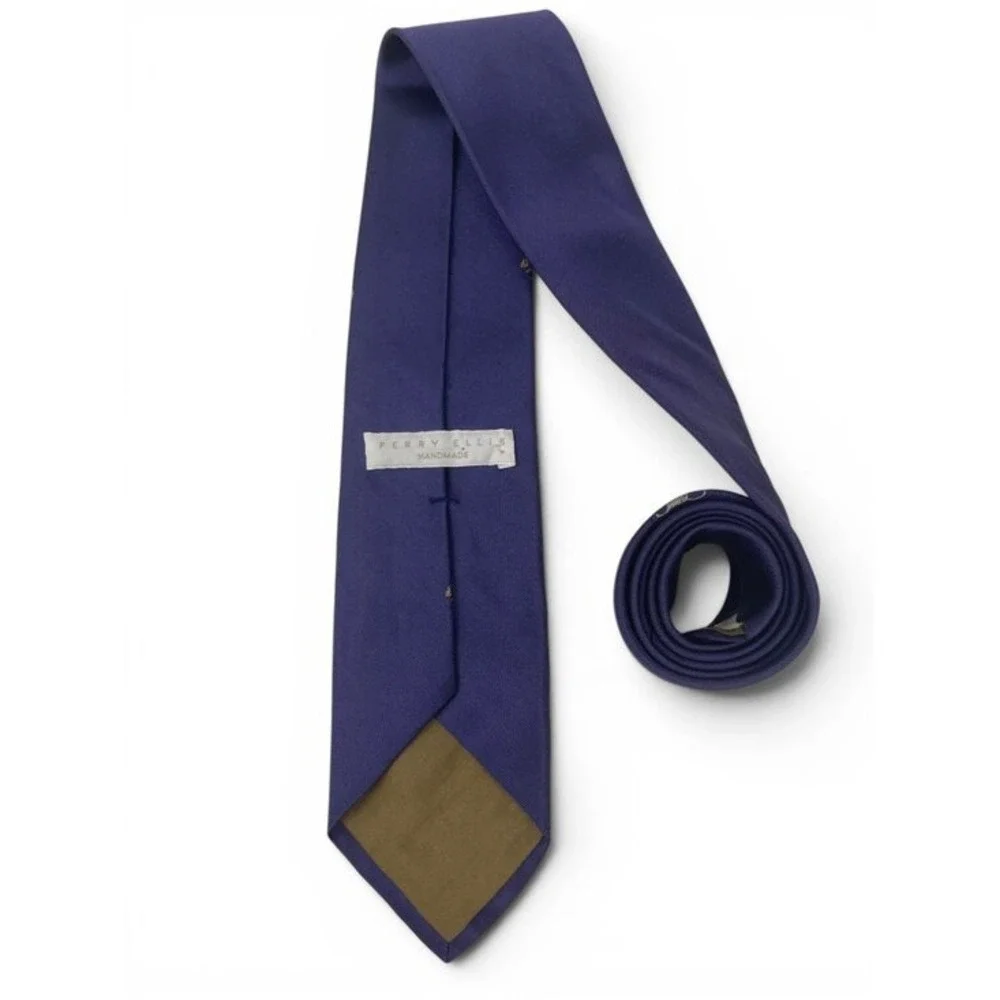 Vintage Perry Ellis Handmade Necktie Embroidered Silk‎ Fox Hunt Dark Academia